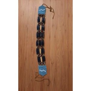 Handmade Traditional Tribal Style 5 Line Buffalo Bone Hairpipe Beads Choker